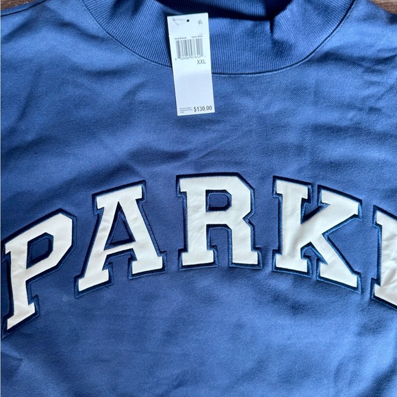 Parke Denim White Varsity Mock Neck Sweatshirt Size XXL, NWT - Picture 6 of 8